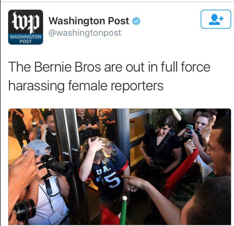 WaPo: The Bernie Bros Are Out in Full Force Harassing Female Reporters