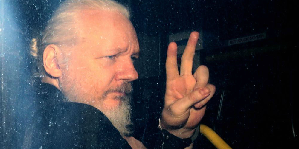 Bloomberg depiction of Julian Assange (photo: Jack Taylor/Getty Images Europe)