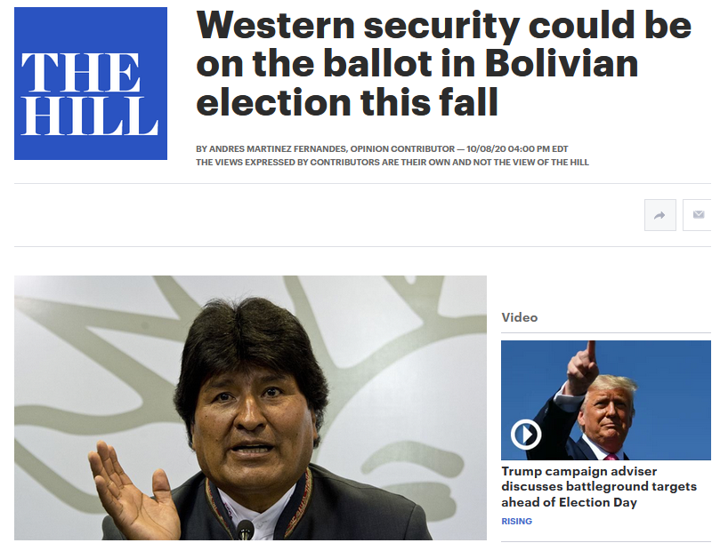 The Hill: Western security could be on the ballot in Bolivian election this fall