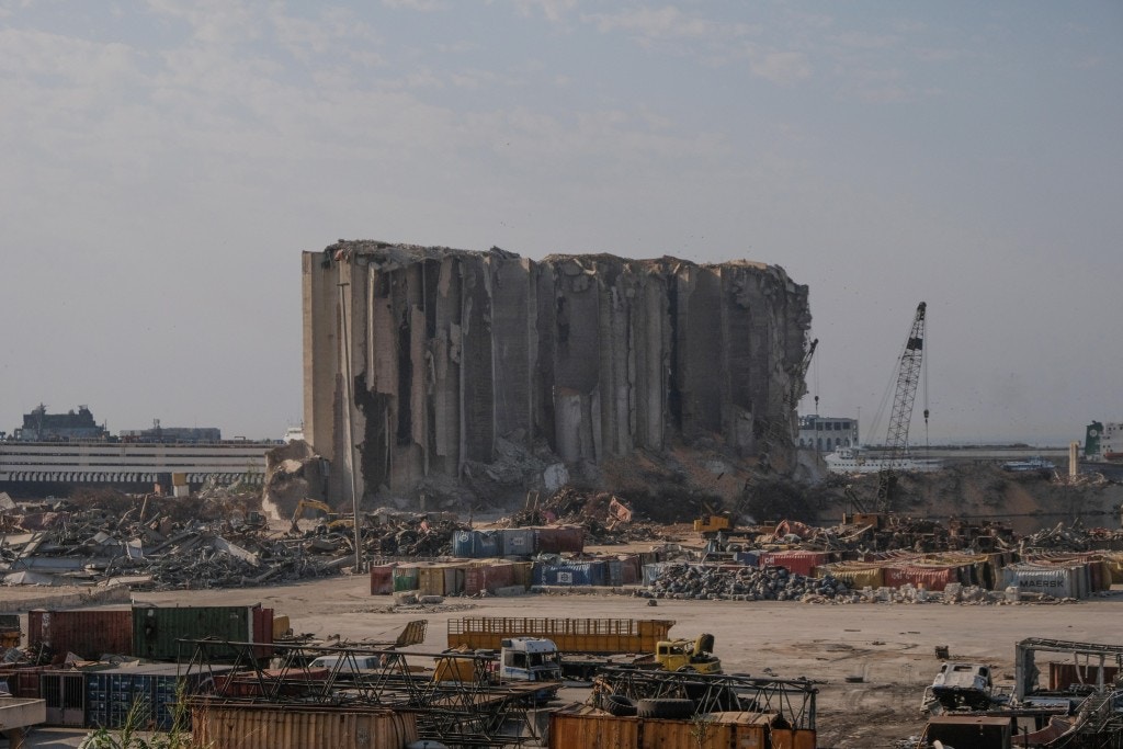 A view of what is left of the Port of Beirut, Quarantina two month after the blast on August 4th 2020