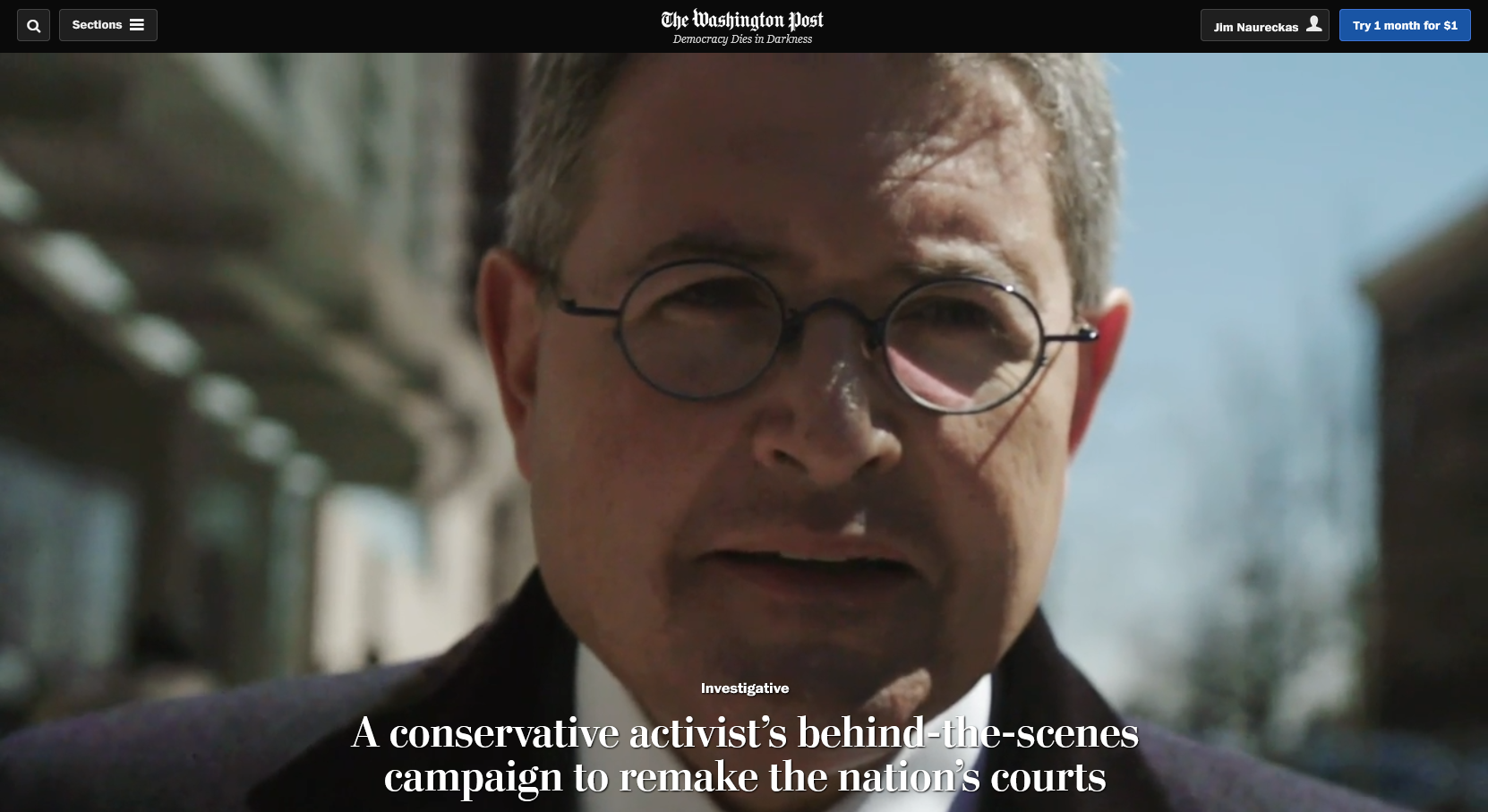WaPo: A conservative activist’s behind-the-scenes campaign to remake the nation’s courts 