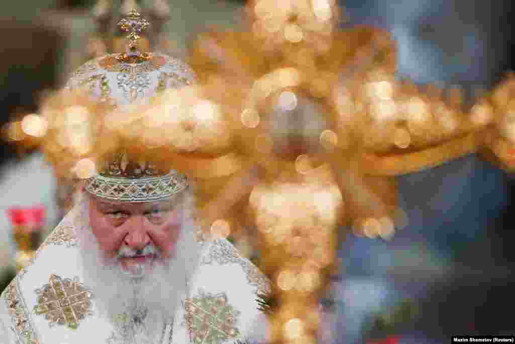 Russian Patriarch Kirill conducts the Christmas service at the Cathedral of Christ the Savior in Moscow.&nbsp;