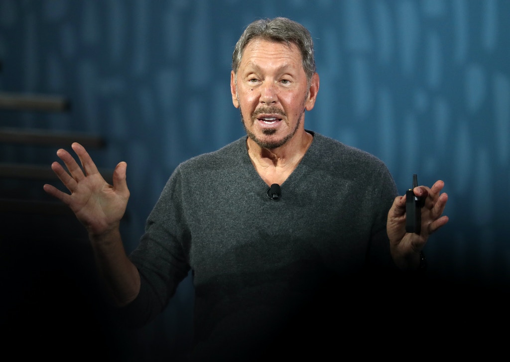 Oracle chairman of the board and chief technology officer Larry Ellison delivers a keynote address during the 2019 Oracle OpenWorld on September 16, 2019 in San Francisco, California.