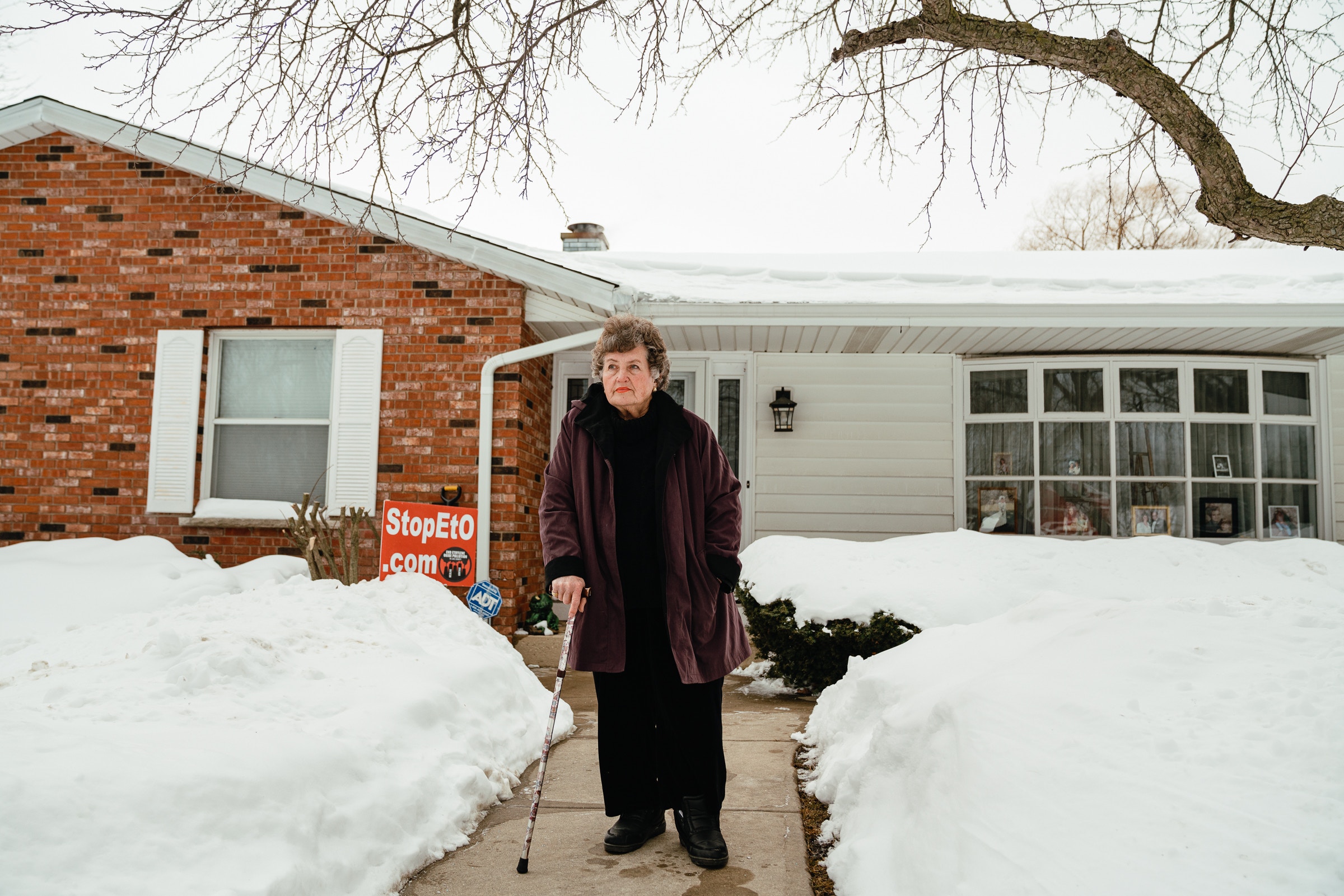 Millie Corder outside of her in Wadsworth, IL on February 21, 2021. Millie’s home is located about 3 miles from the Vantage Specialty Plant. Jamie Kelter Davis for The Intercept.