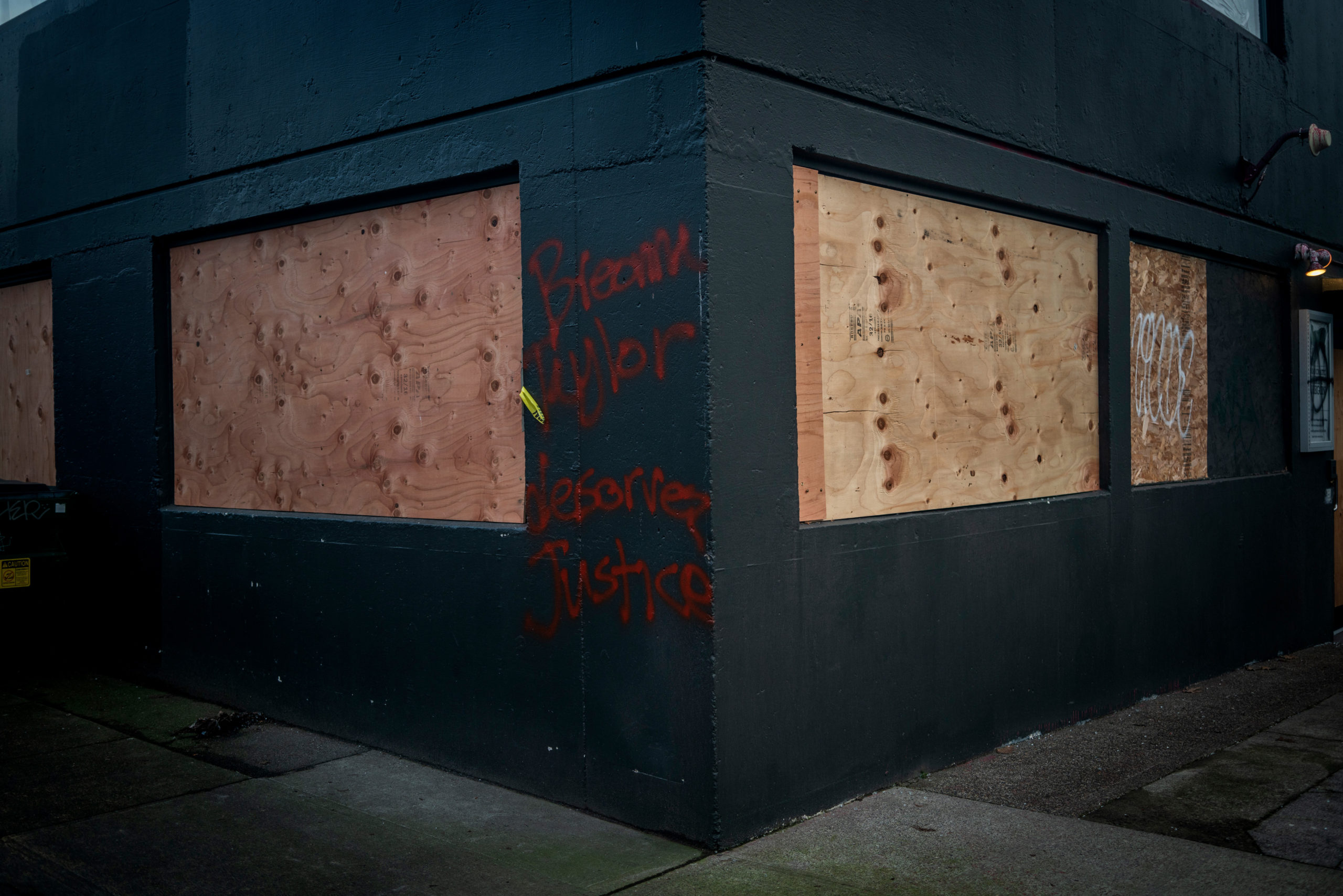The Democratic Party of Oregon headquarters, seen on January 29, 2021, was the site of an anti-facist and anti-police protest on Inauguration Day, when protesters broke windows and set a fire in a nearby dumpster. The street in front of the headquarters is where Sean Kealiher, 23, an anti-facist activist was killed after leaving a nearby bar in 2019.