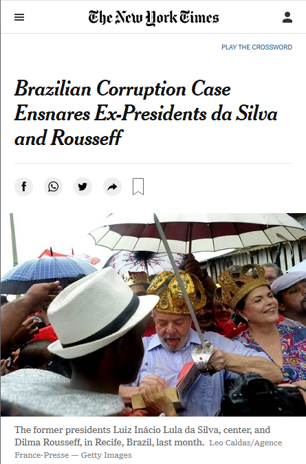 NYT: Brazilian Corruption Case Ensnares Ex-Presidents da Silva and Rousseff