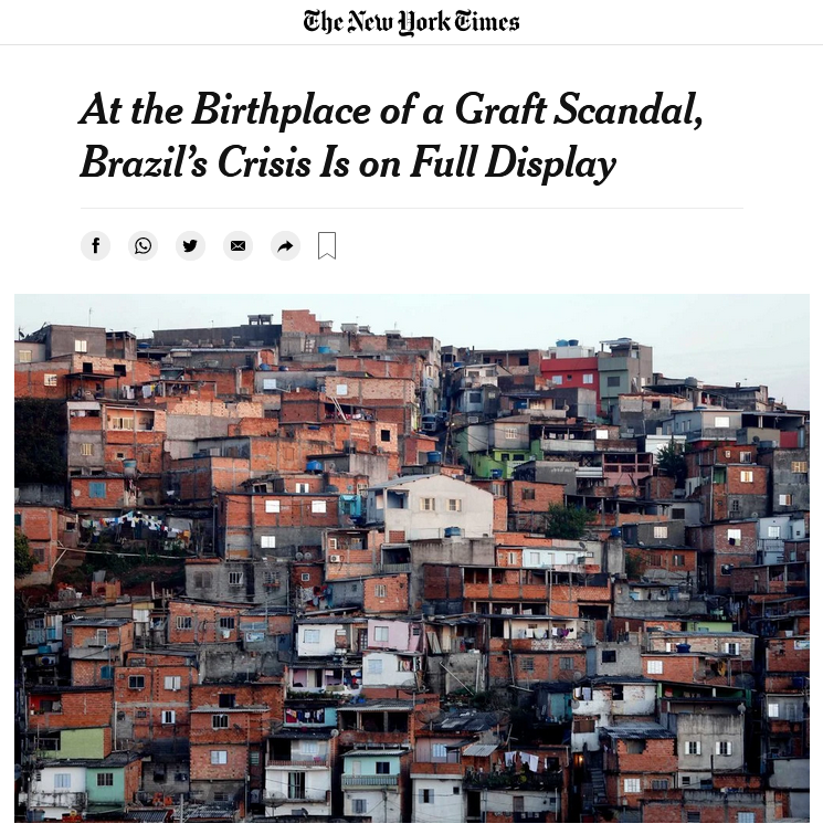 NYT: At the Birthplace of a Graft Scandal, Brazil’s Crisis Is on Full Display