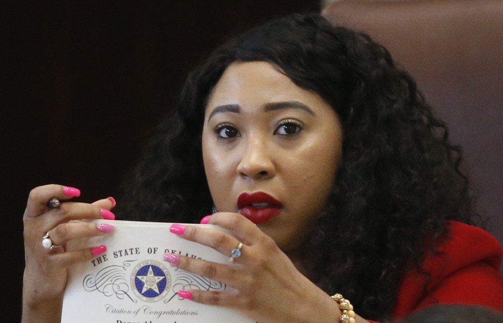 Oklahoma state Rep. Ajay Pittman is pictured on the House floor Friday, May 17, 2019, in Oklahoma City. (AP Photo/Sue Ogrocki)
