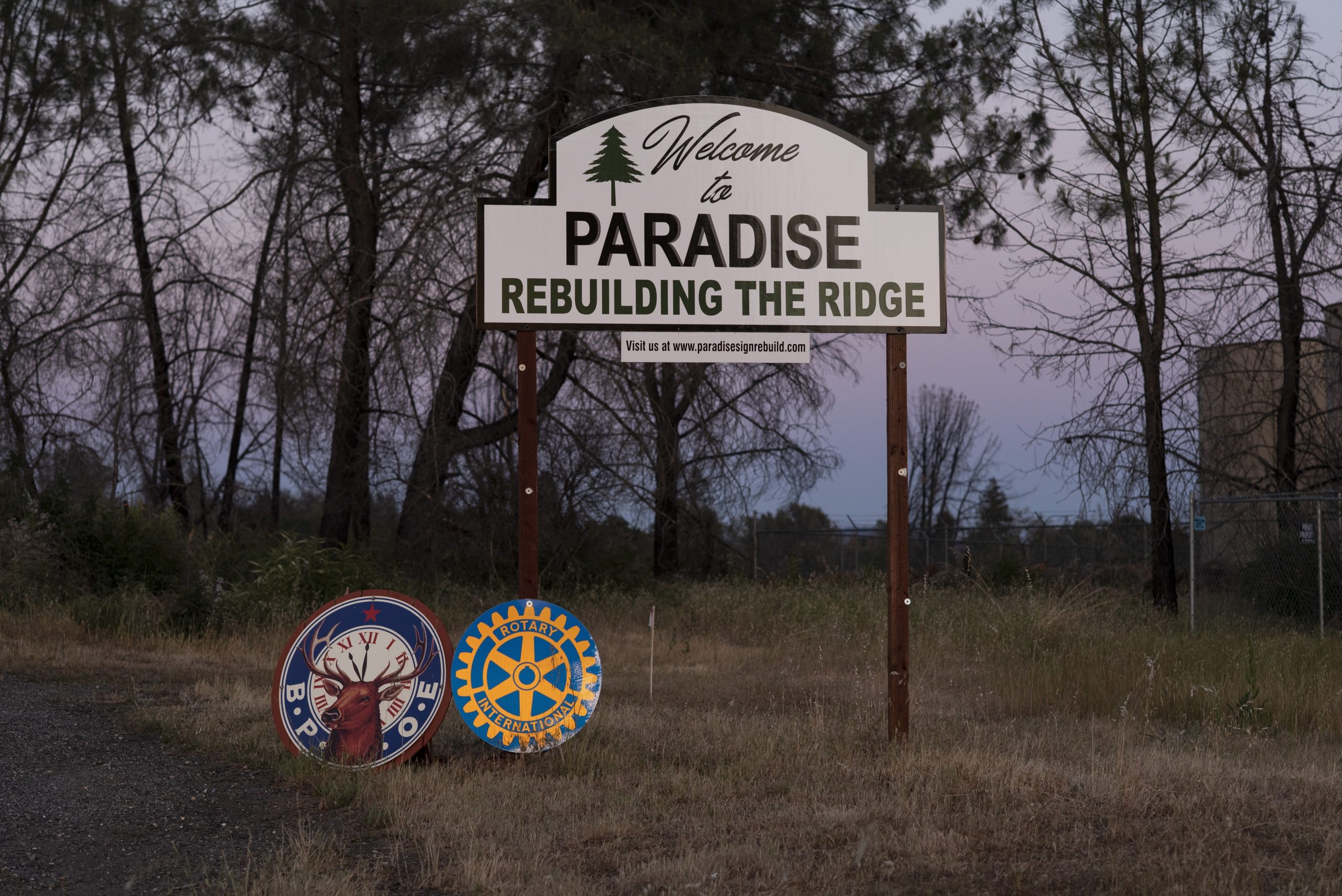The Welcome to Paradise sign just outside Paradise, Calif. on Tuesday May 4, 2021. Salgu Wissmath for The Intercept